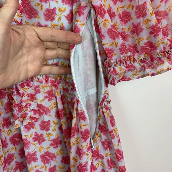 Cinq A Sept Tish Chiffon Ruffle Mini Dress In Ocean Mist Size 2 - Picture 10 of 16